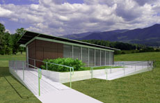 Illustration of Living Light in a mountain setting.