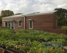 Photo of the Cornell University 2005 Solar Decathlon house.